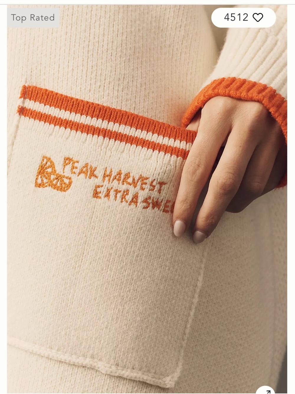 Anthropologie - Maeve Cream Sweater Cardigan with Orange & Green Fruit Graphic - Picture 8 of 10